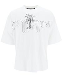 Palm Angels Oversized T-shirt With Seasonal Logo - White