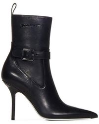 DSquared² - Logo Embossed Pointed-toe Ankle Boots - Lyst