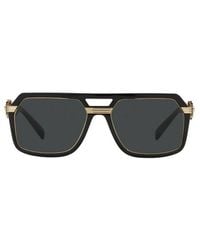 Versace Eyewear Vintage Icon Pilot Square Frame Sunglasses - Black