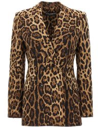 Dolce & Gabbana - Leopard-Print Wool Turlington Jacket - Lyst