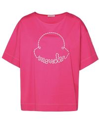 Moncler - Fuchsia Cotton T-shirt - Lyst