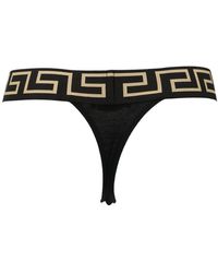Versace Logo Band Cheeky Thongs - Black