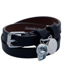 Alexander McQueen Double Wrap Skull Charm Bracelet - Black