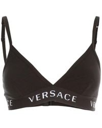 Versace Logo Detailed Sleeveless Bra - Black
