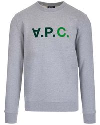 A.P.C Cotton Item Logo Crew Sweat in Orange for Men Mens Clothing Activewear gym and workout clothes Sweatshirts 