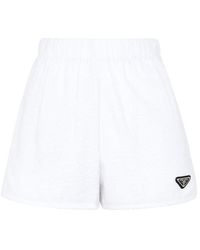 Prada Triangle Logo High-waisted Shorts - White