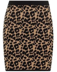 Max Mara - Leopard Print Knit Skirt - Lyst
