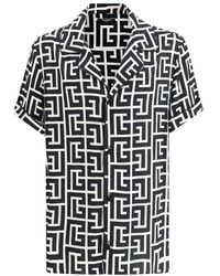Balmain - Monogram Printed Short Sleeved Shirt - Lyst