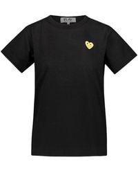 COMME DES GARÇONS PLAY - T-shirt With Gold Heart Embroidery Clothing - Lyst