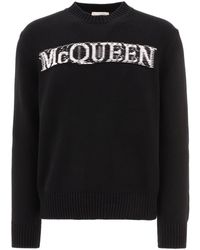 Alexander McQueen - Logo Intarsia Knitted Jumper - Lyst