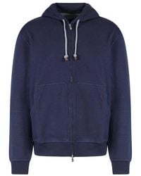 Brunello Cucinelli - Techno Cotton Interlock Zip Front Hooded Sweatshirt - Lyst
