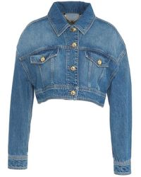Elisabetta Franchi - Oversized Cropped Denim Jacket - Lyst