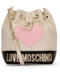 Love Moschino Quilted Heart Drawstring Bucket Bag - Pink