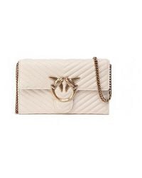 Pinko Love Classic Quilted Chain Wallet - White
