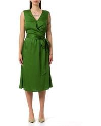 Liu Jo - V-Neck Satin Midi Dress - Lyst