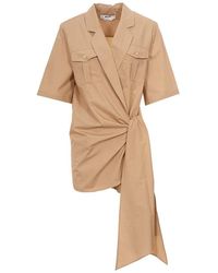 MSGM - Wrap Detailed Mini Shirt Dress - Lyst