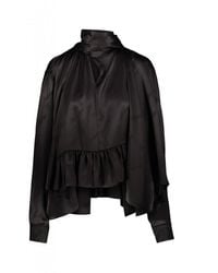 Balenciaga - Jacquard Logo Silk Satin Blouse Clothing - Lyst