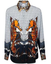 Burberry Seahorse And Monogram Print Shirt - Blue