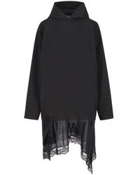 Balenciaga - Lace Detailed Hooded Dress - Lyst