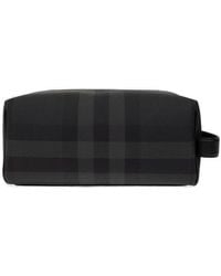 Burberry - Logo Detailed Checked Wash Bag - Lyst