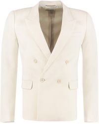 Saint Laurent Double-breasted Wool Jacket - White