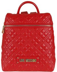 Love Moschino Logo-plaque Quilted Backpack - Red