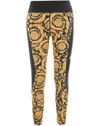Versace Barocco Printed Stretched Leggings - Yellow