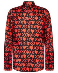 Dolce & Gabbana Dg Heart Print Silk Shirt - Red