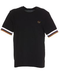 Fred Perry - Stripe-detailed Crewneck T-shirt - Lyst
