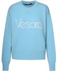 Versace - Light Blue Virgin Wool Sweater - Lyst