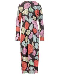 Marni - Floral-Printed Long-Sleeved Crewneck Dress - Lyst