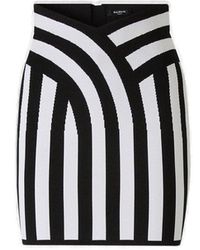 Balmain - V-neckline Waist Striped Mini Skirt - Lyst