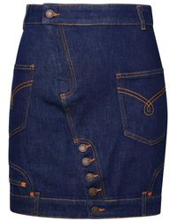 Moschino - Jeans Logo Patch Denim Mini Skirt - Lyst