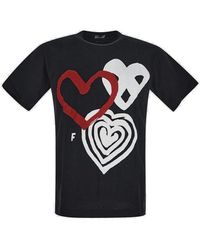 Comme des Garçons Heart Printed Crewneck T-shirt - Black