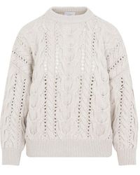 Brunello Cucinelli - Cable-knitted Long-sleeved Jumper - Lyst