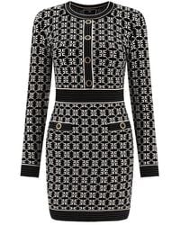 Elisabetta Franchi - Dress In Jacquard Knit With Logo - Lyst