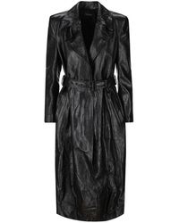 Balenciaga - Waist Belted Leather Coat - Lyst