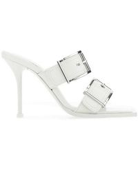 Alexander McQueen - White Leather Mules - Lyst