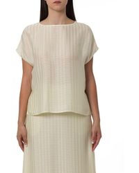 Emporio Armani - Boat Neck Sheer Panelled Blouse - Lyst