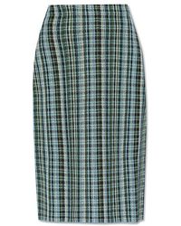 Bottega Veneta - Check Pattern Pencil Skirt - Lyst