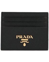 Prada Compact Front Logo Cardholder - Black