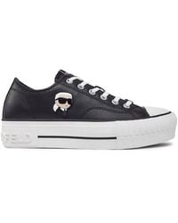 Karl Lagerfeld - Round-Toe Lace-Up Sneakers - Lyst