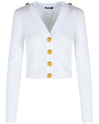 Balmain - Long-Sleeved Cable-Knit Cardigan - Lyst