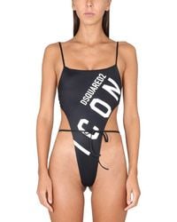DSquared² One Piece Swimsuit With Logo - Blue