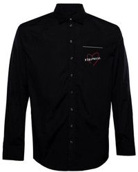 DSquared² - Logo-printed Long Sleeved Buttoned Shirt - Lyst
