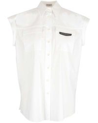 Brunello Cucinelli - Embellished Sleeveless Shirt - Lyst
