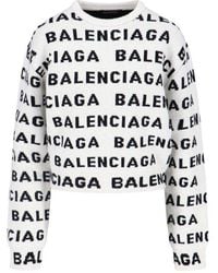 Balenciaga - Intarsia-logo Crew-neck Jumper - Lyst