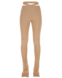 ANDREA ADAMO - Cut Out Detailed Ribbed Knit Leggings - Lyst