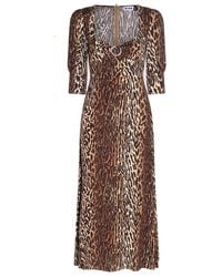RIXO London - All-over Leopard Printed Midi Dress - Lyst