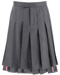 Thom Browne - Light Wool Pleated Skirt - Lyst
